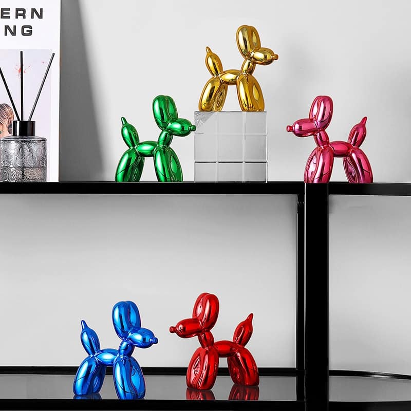 Curata Home Small Shiny Resin 3.9" Balloon Dog Zen Animal Kaws Figurine