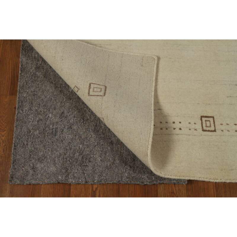 Tribal Beige Gabbeh Indian Rug Hand-Knotted Wool Carpet - 4'0" x 5'9"