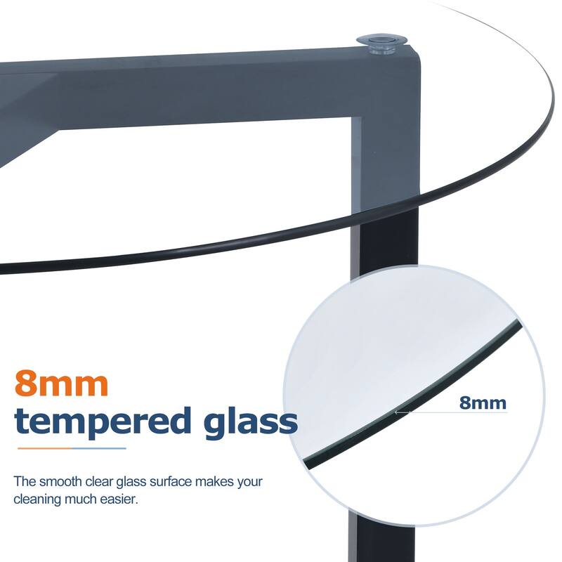 Round Glass Coffee Cocktail Table - 35.43 x 35.43 x 17.72