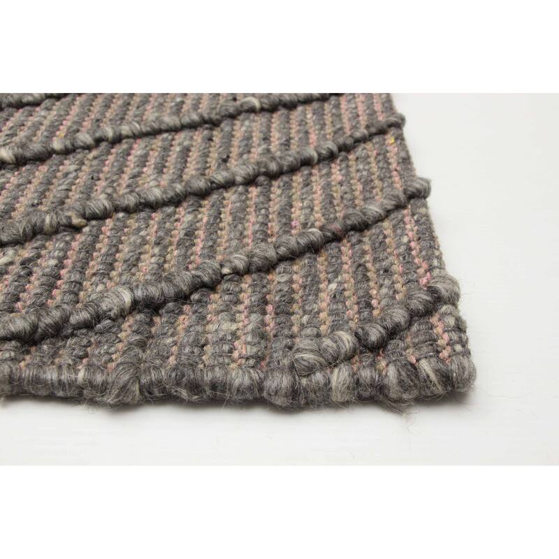 ECARPETGALLERY Braid weave Sienna Grey Wool Rug - 6'1 x 8'5