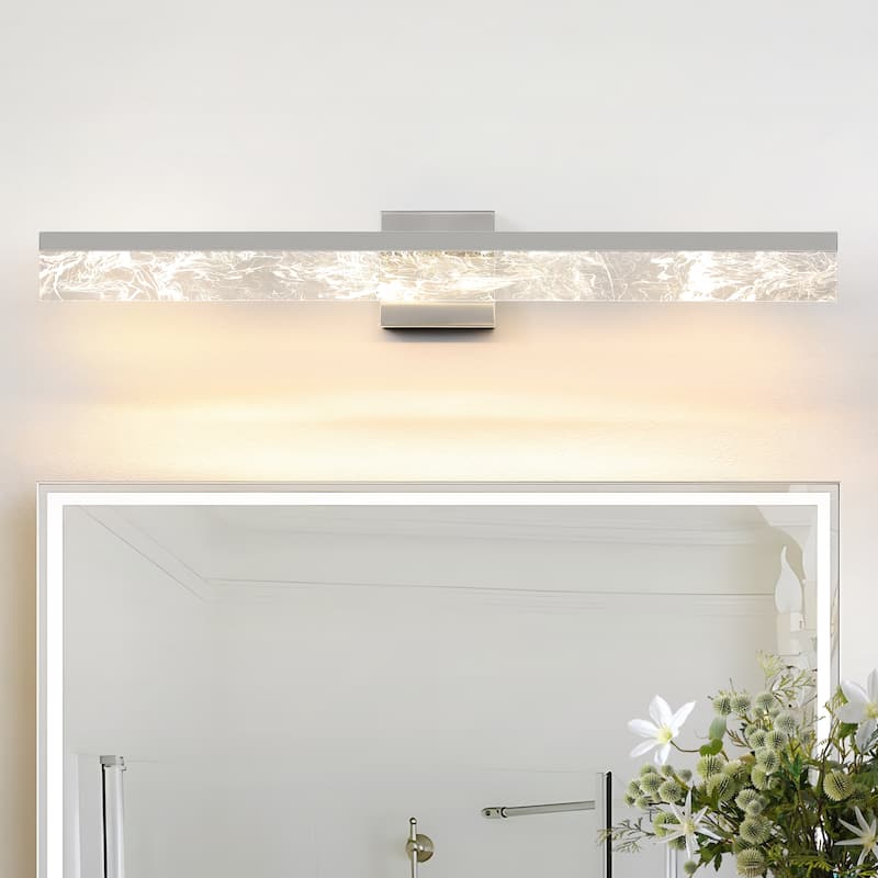 LED Bathroom Vanity Light 24/32/39 inch Dimmable Metal Wall Sconce - Black/Warm White Light - 32-Inch - Brushed Nickel