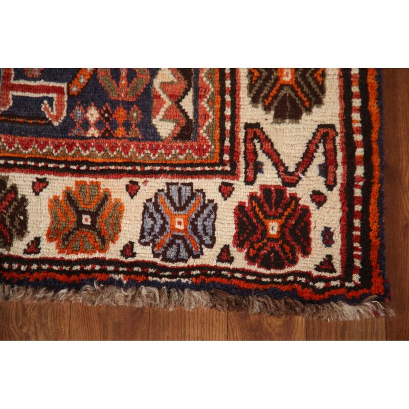 Traditional Orange Shiraz Persian Vintage Rug Handmade Wool Carpet - 5'10"x 9'5"