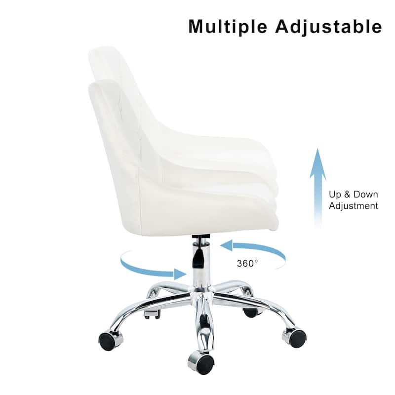 Modern Adjustable Height Velvet Dining Chair with Wheels Set of 1.