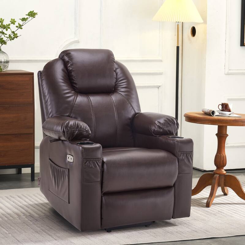 MCombo Small Power Lift Recliner Chair with Massage and Heat for Elderly, 3 Positions and USB Ports Faux leather 7141
