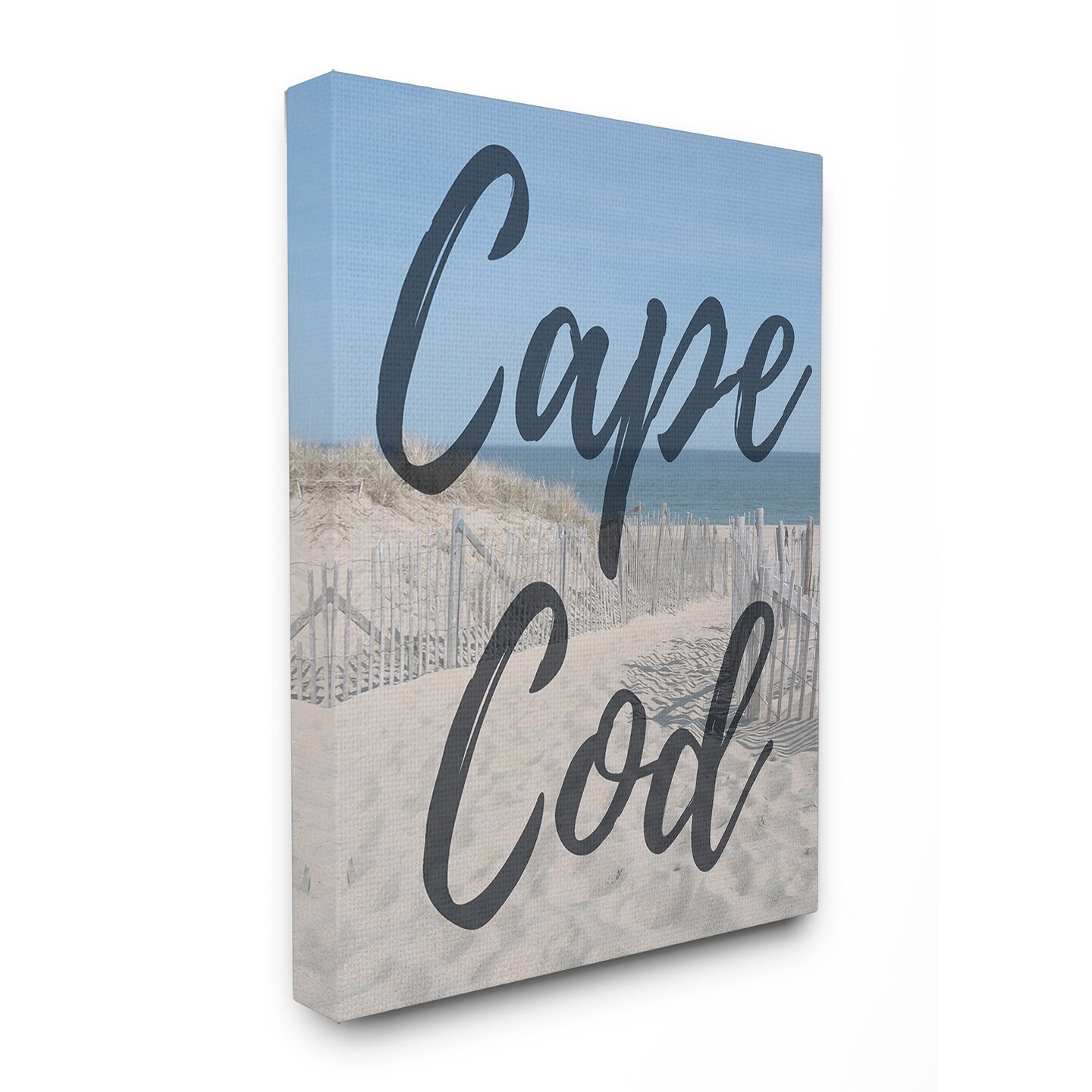 Stupell Cape Cod Beach Typography Modern Stretched Canvas  Oversized-image