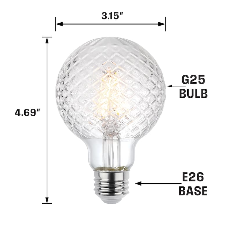 Westinghouse Lighting 5.5-Watt (40-Watt Equivalent) Clear Cut Glass G25 Dimmable Filament LED Light Bulb, Medium Base