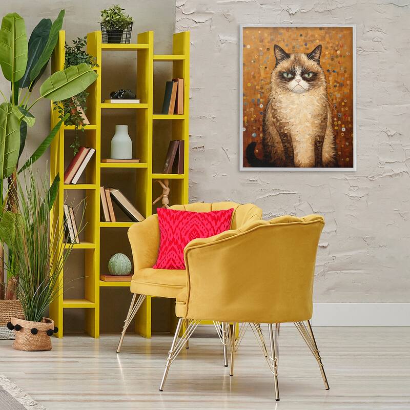 Stupell Grumpy Klimt Cat Framed Giclee Art Design By Arlington Prints