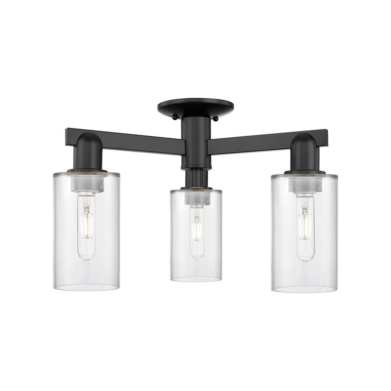 Innovations Lighting Endless Possibilities Arcadia - Clymer - 3 Light 21" Semi-Flush Mount - Clear/Matte Black