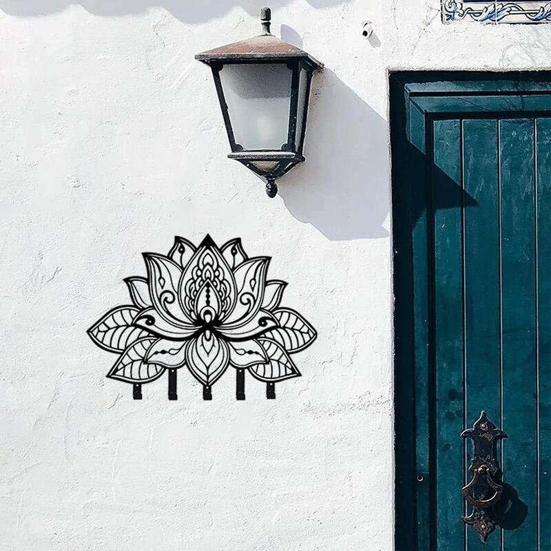 Wall-Mounted Metal Key Rack Flower Design For Home And Office - 12-24 Inch