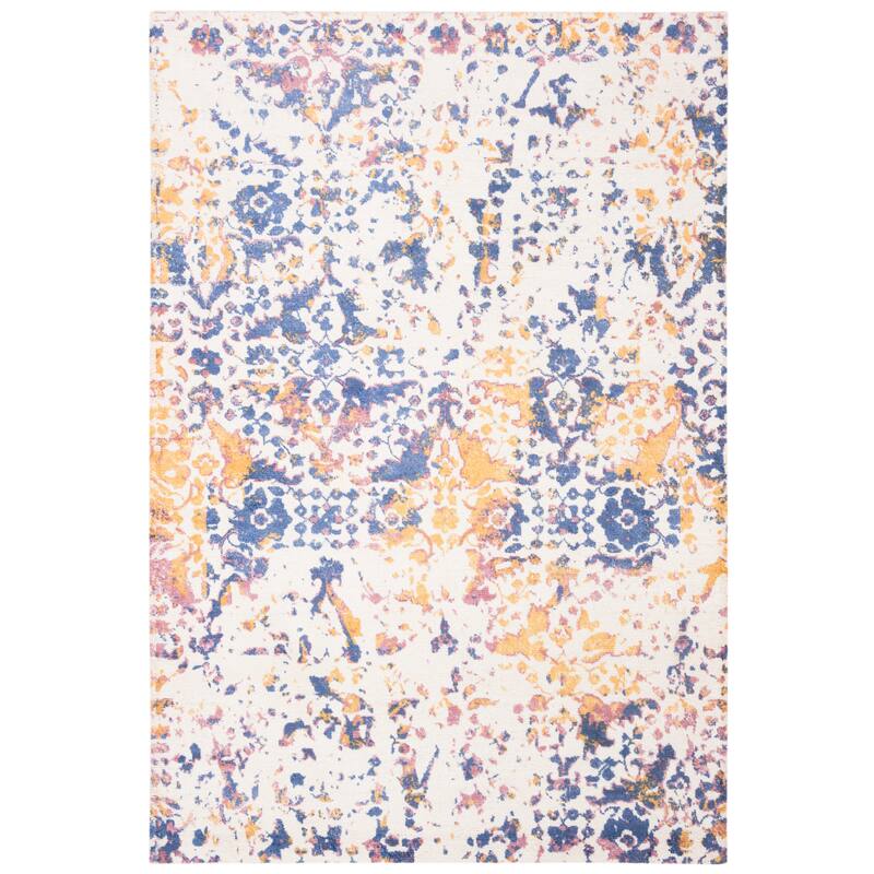 SAFAVIEH Hand-knotted Expression Erza Vintage Boho Abstract Wool Rug - 4' x 6' - Ivory/Navy