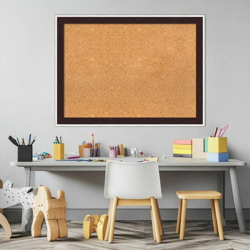 Maya Espresso Silver Framed Cork Board - Bulletin Board, Organization Board, Pin Board
