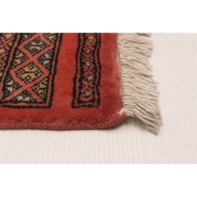 ECARPETGALLERY Hand-knotted Peshawar Bokhara Coral Wool Rug - 2'7 x 10'6