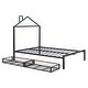 preview thumbnail 5 of 13, Full Size Metal Platform Bed w/ Drawers & House-Shaped Headboard,Black