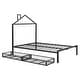 preview thumbnail 14 of 16, Full Size Metal Platform Bed with two drawers, House-Shaped Headboard Design