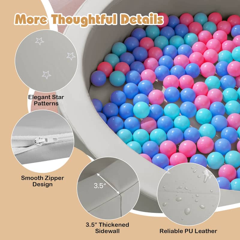 Costway 42.5" Round Foam Ball Pits with 25D Sponge Filling Washable PU - See Details