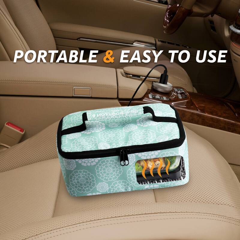HOTLOGIC Portable Personal 12V Mini Oven, Aqua Floral