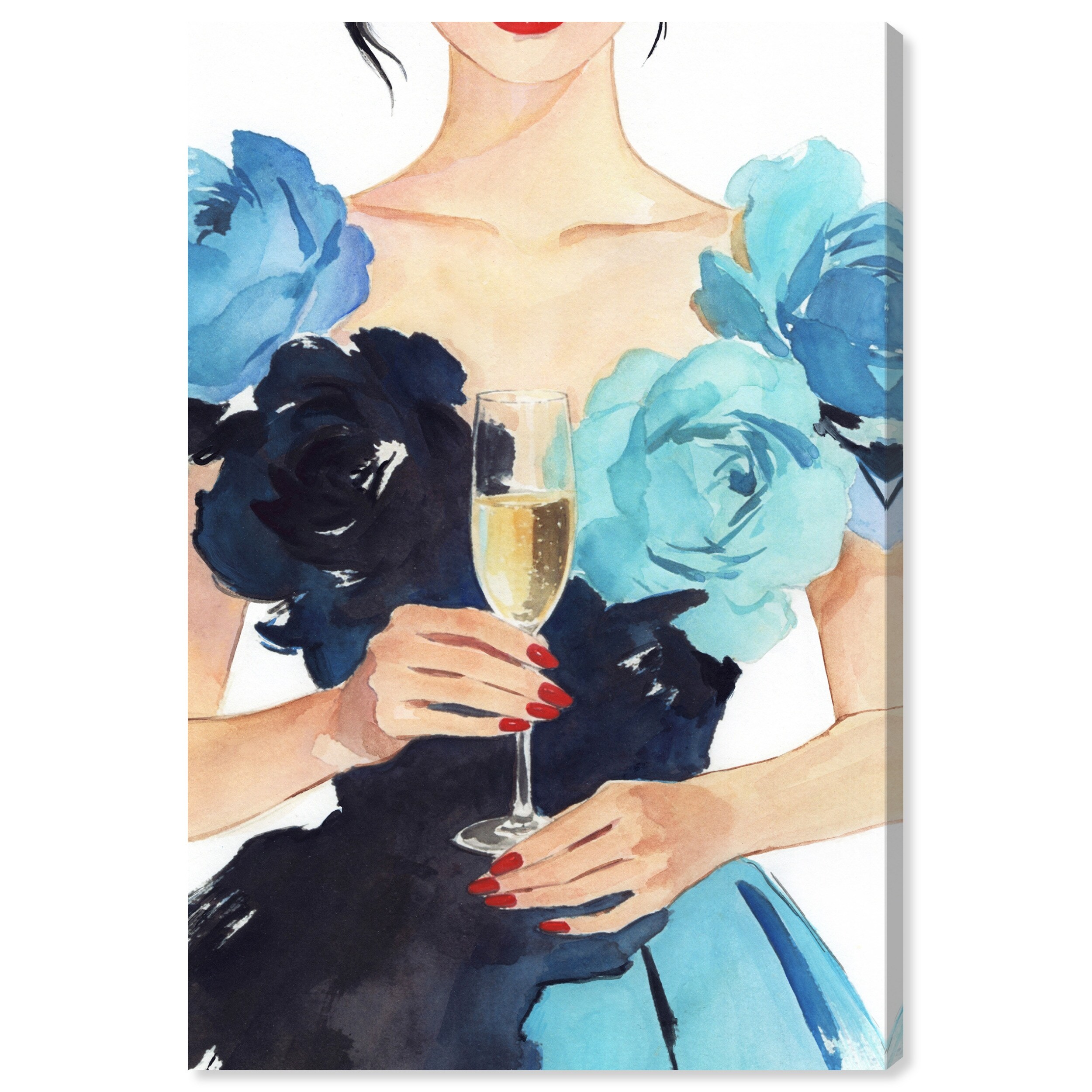 Champagne & Roses Fashion Martini Art Canvas by Art Remedy