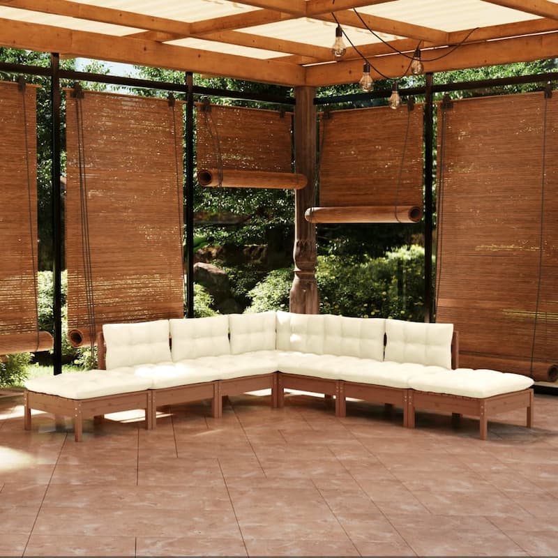 vidaXL Solid Pinewood Patio Lounge Set 8 Piece with Cushions Multi Colors - 25" x 25" x 24.6"
