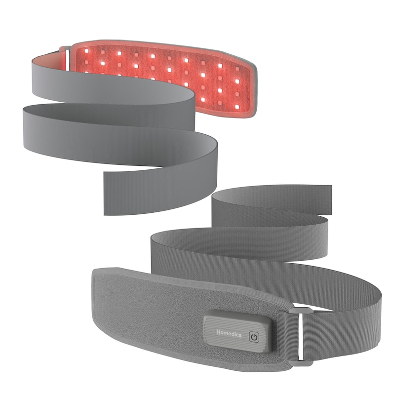 Homedics Infrared + Red Light Pain Therapy Wrap -  850 nm Infrared & 660 nm Red Light LEDs | Rechargeable | Adjustable Strap|Grey