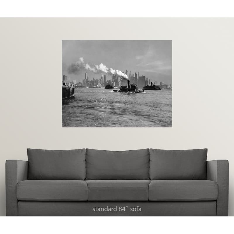 "1930's 1933 Steam Engine Tug Boat And Staten Island Ferry Boats" Poster Print - Multi
