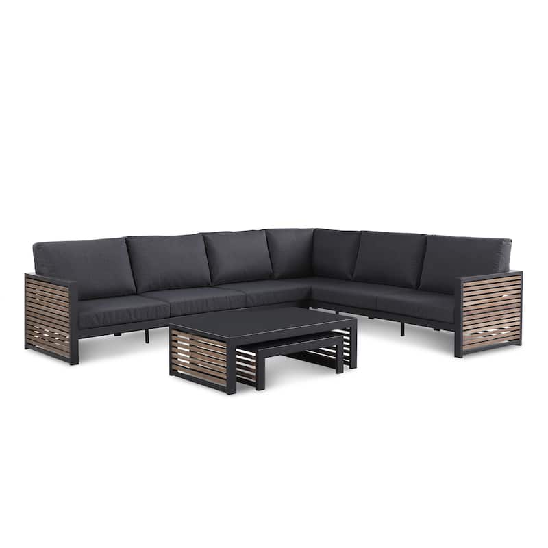 Cadora Teak 5 - Person Outdoor Sectional Seating Group- Right Hand Facing