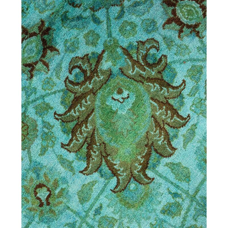 Overdyed One-of-a-Kind Hand-Knotted Area Rug - Green - 7' 1" x 7' 1"