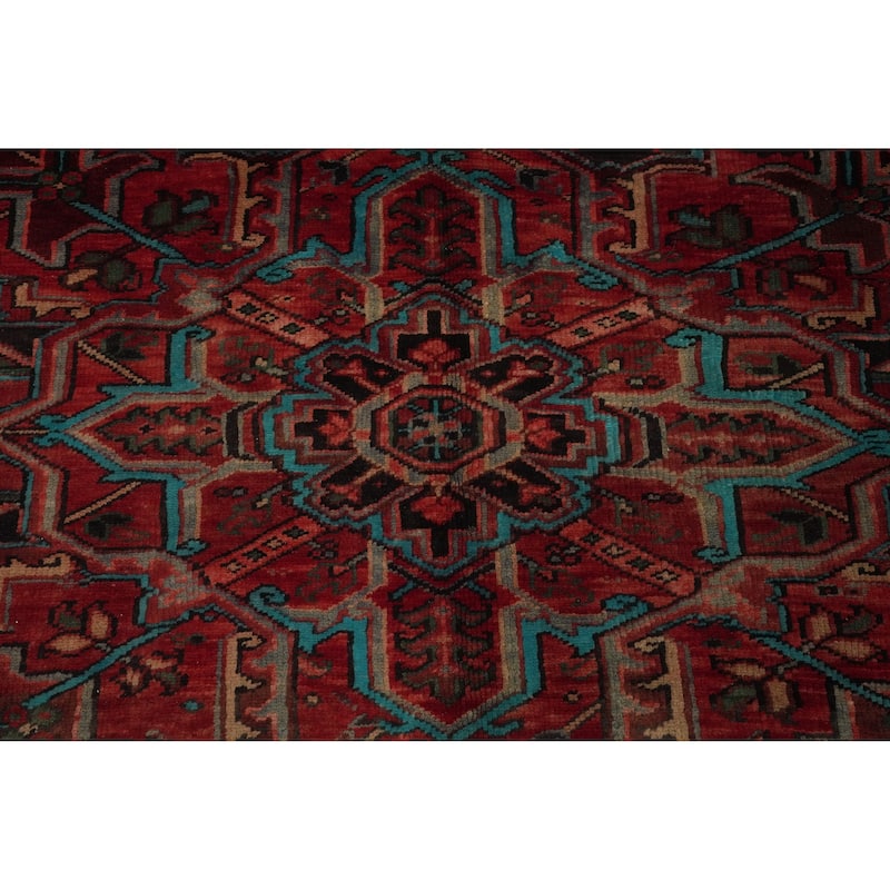 Hand Knotted Oriental 100% Wool Carpet Traditional Medallion Red Heriz Area Rug - 11' 0'' X 8' 2''