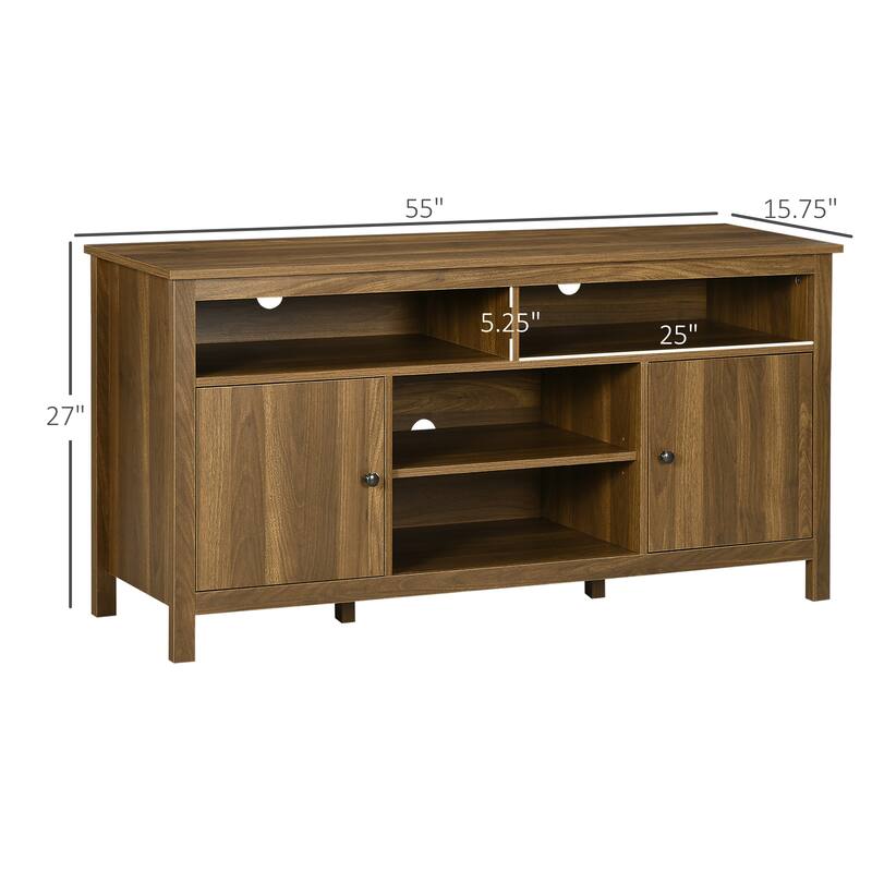 HOMCOM 65 Inch TV Stand with Storage, Media Cabinet TV Entertainment Center with Wooden Shelves and Doors for Living Room
