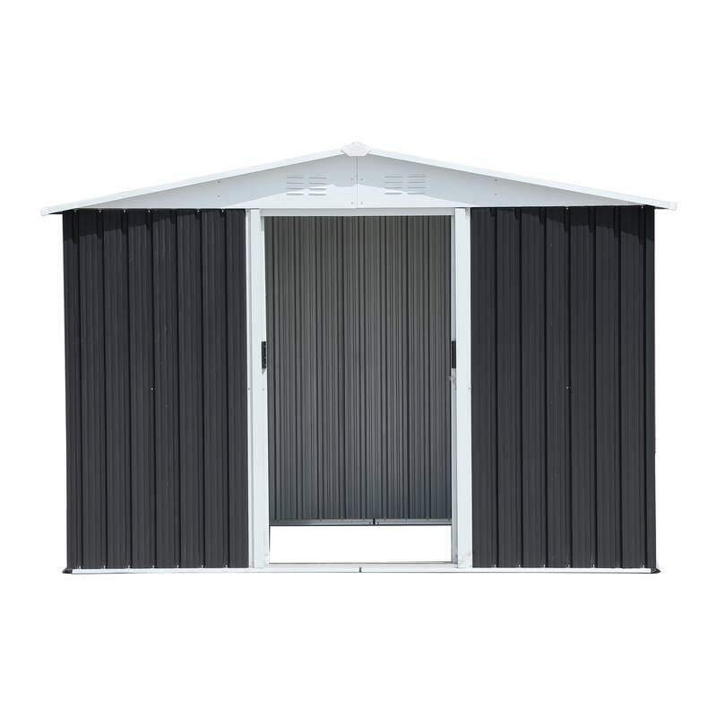 Outdoor Storage Garden Shed 12FTx10FT Apex Roof Grey With 4 windows and Aluminum alloy frame