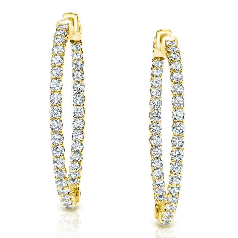 Auriya 14k Gold 4 1/2ctw Medium Diamond Hoop Earrings-36 mm (1.41-inch) (H-I or J-K, SI1-SI2 or I1-I2) - H-I, SI1-SI2 - Yellow Gold