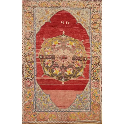 100% Vegetable Dye Oushak Turkish Rug Handmade Wool Carpet - 4'3" x 6'4"