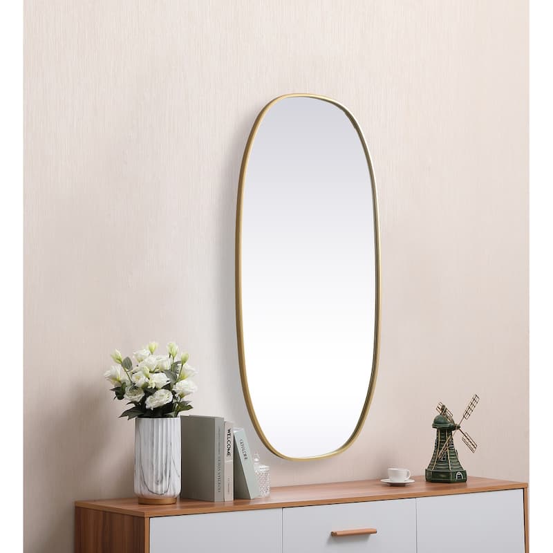 Indigo Home Metal Frame Oval Mirror 24x48 Inch