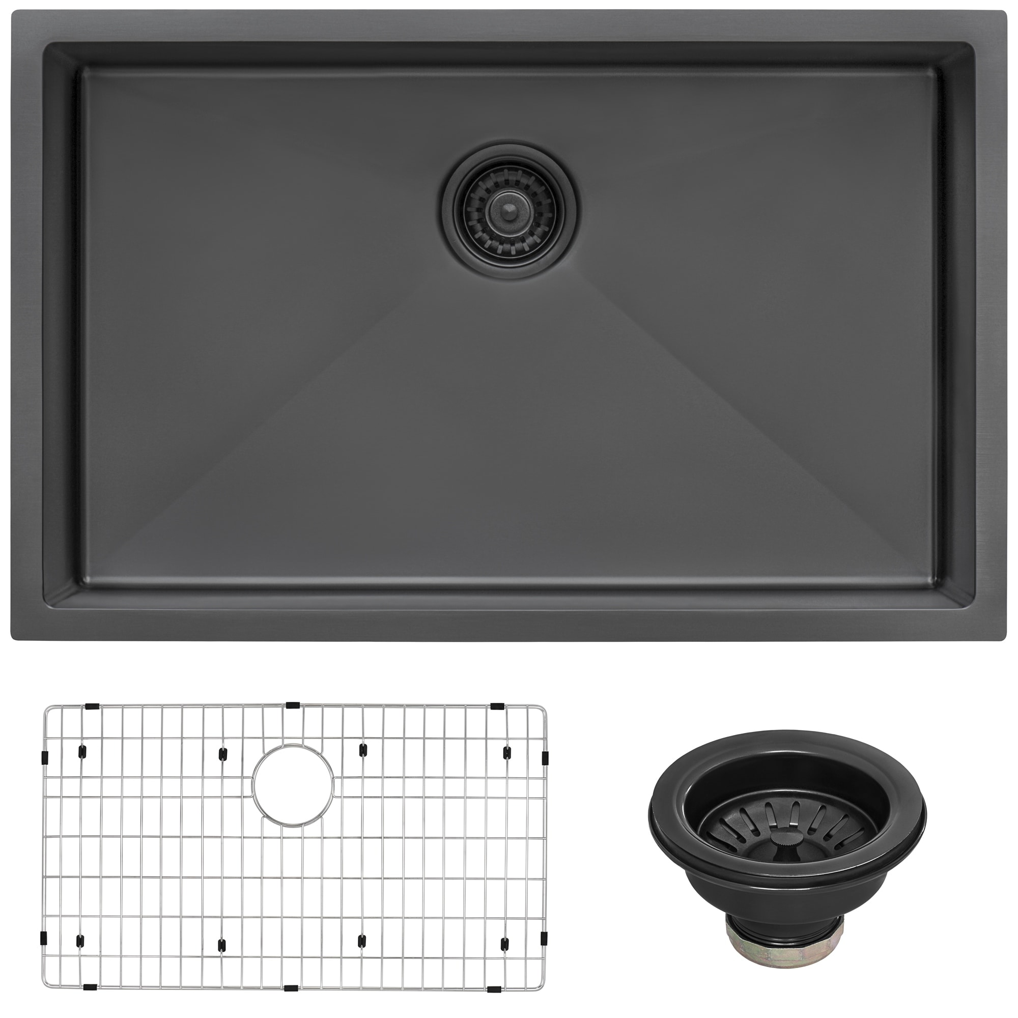 Ruvati 27-inch Undermount Gunmetal Black Stainless Steel Kitchen Sink 16 Gauge Single Bowl - 8' x 11'