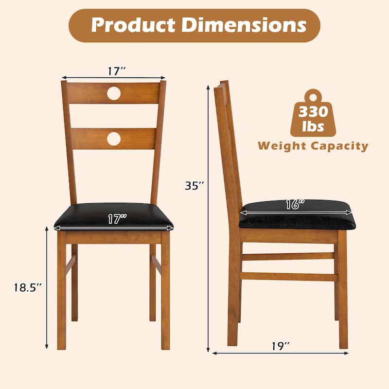 Costway Wood Dining Chairs Set of 2/4 with Rubber Wood Frame, Padded - See Details