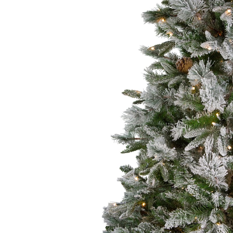 9' Flocked Rosemary Emerald Angel Pine Artificial Tree Clear LED - 9 Foot