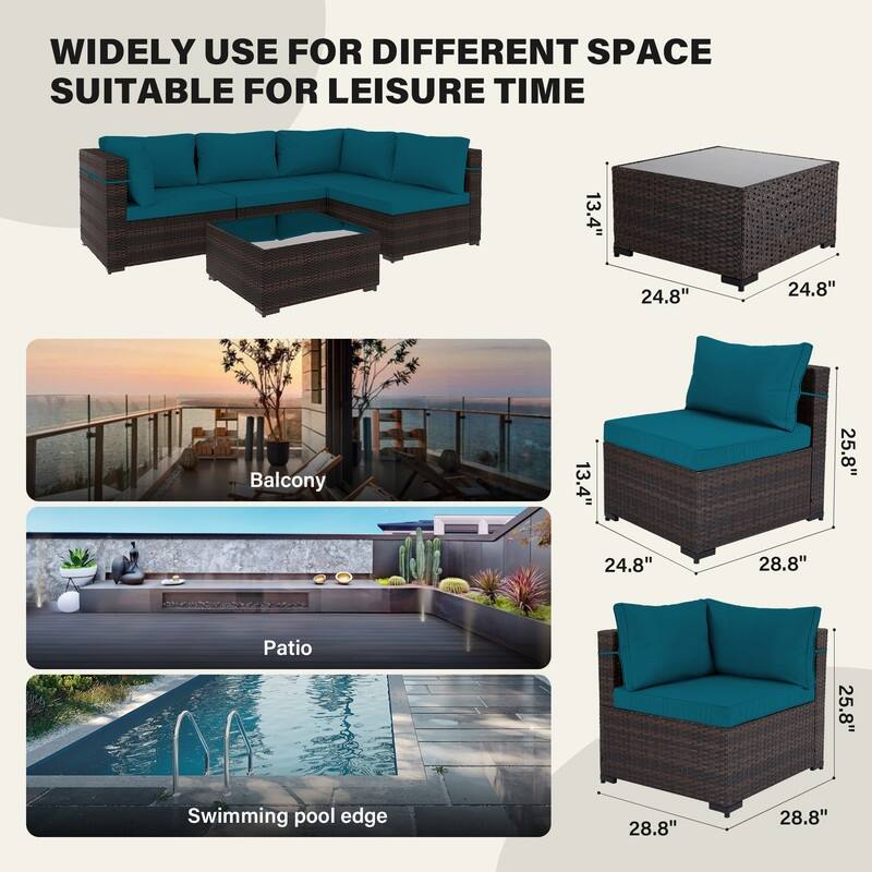 Patio Watcher 5-Piece Wicker Patio Conversation Set with Cushions