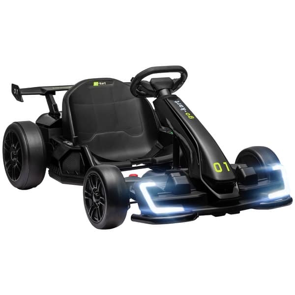 slide 2 of 20, Battery-Powered 24V Go Kart with Music & Lights, Perfect for Ages 6-12 Black