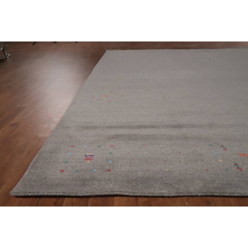 Hand Knotted Oriental 100% Wool Carpet Tribal Tribal Greys & Charcoal Gabbeh Area Rug - 12' 1'' X 9' 1''