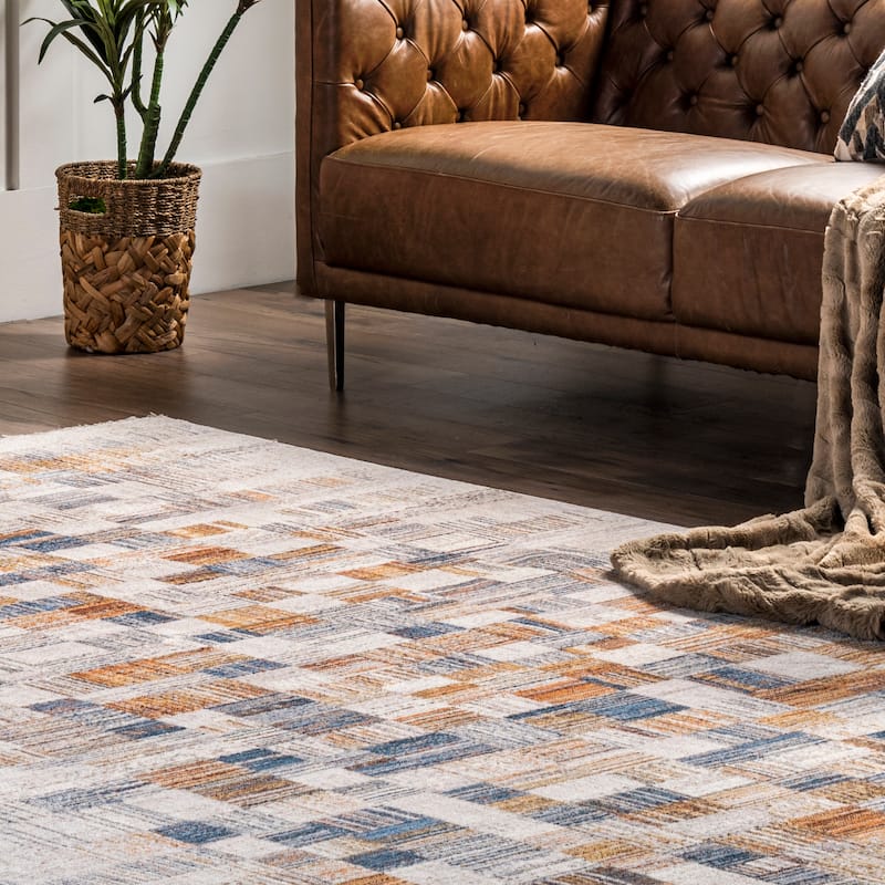 Nuloom Mindy Faded Contemporary Tiles Fringe Area Rug