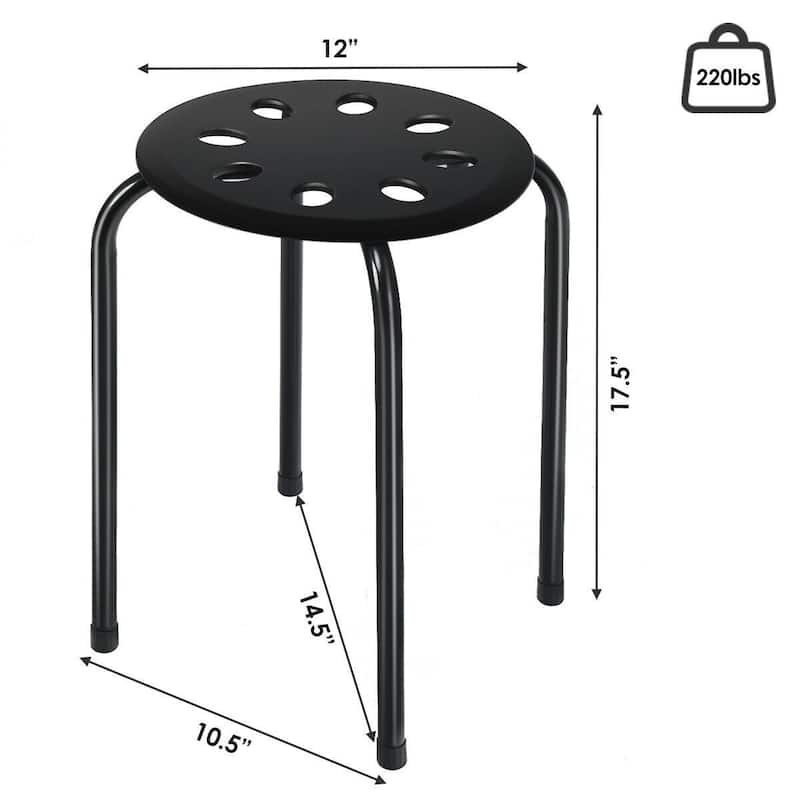 Set of 6 Portable Plastic Stack Stools - 14.5" x 14.5" x 17.5" (L x W x H)