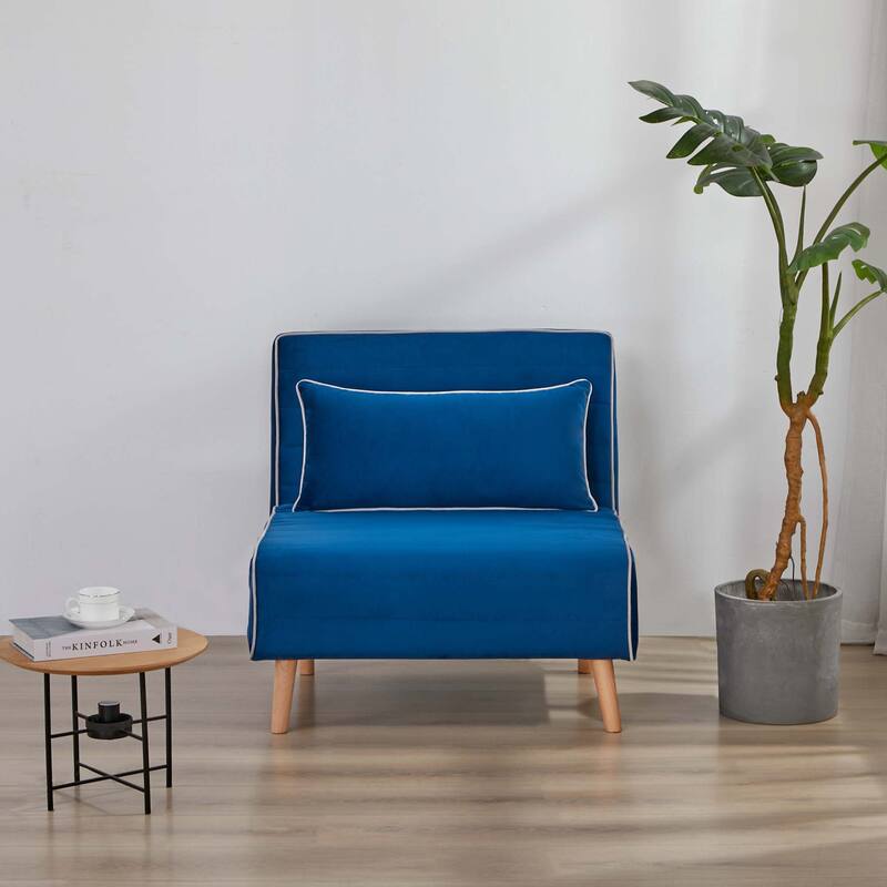 CANON Modern Velvet Foldable Sofa Bed with Piping Design - 3-Position Adjustable Backrest