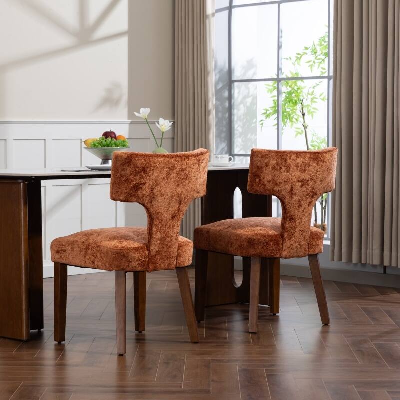 Dining Chairs Set of 2, Farmhouse Chenille Upholstered Accent Chair, Kitchen Chairs with Hardwood Frame