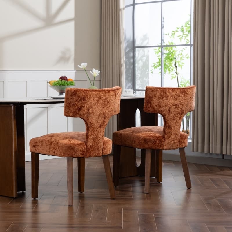 Side Chair Vanity Chair Office Chair Upholstered Chair Orange Leisure Chair Lounge Chair Coffee Chair with Wood Legs