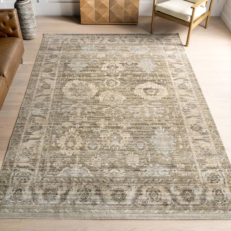 Nuloom Bryony Medallion Indoor/Outdoor Area Rug - 4' x 6' - Light Grey