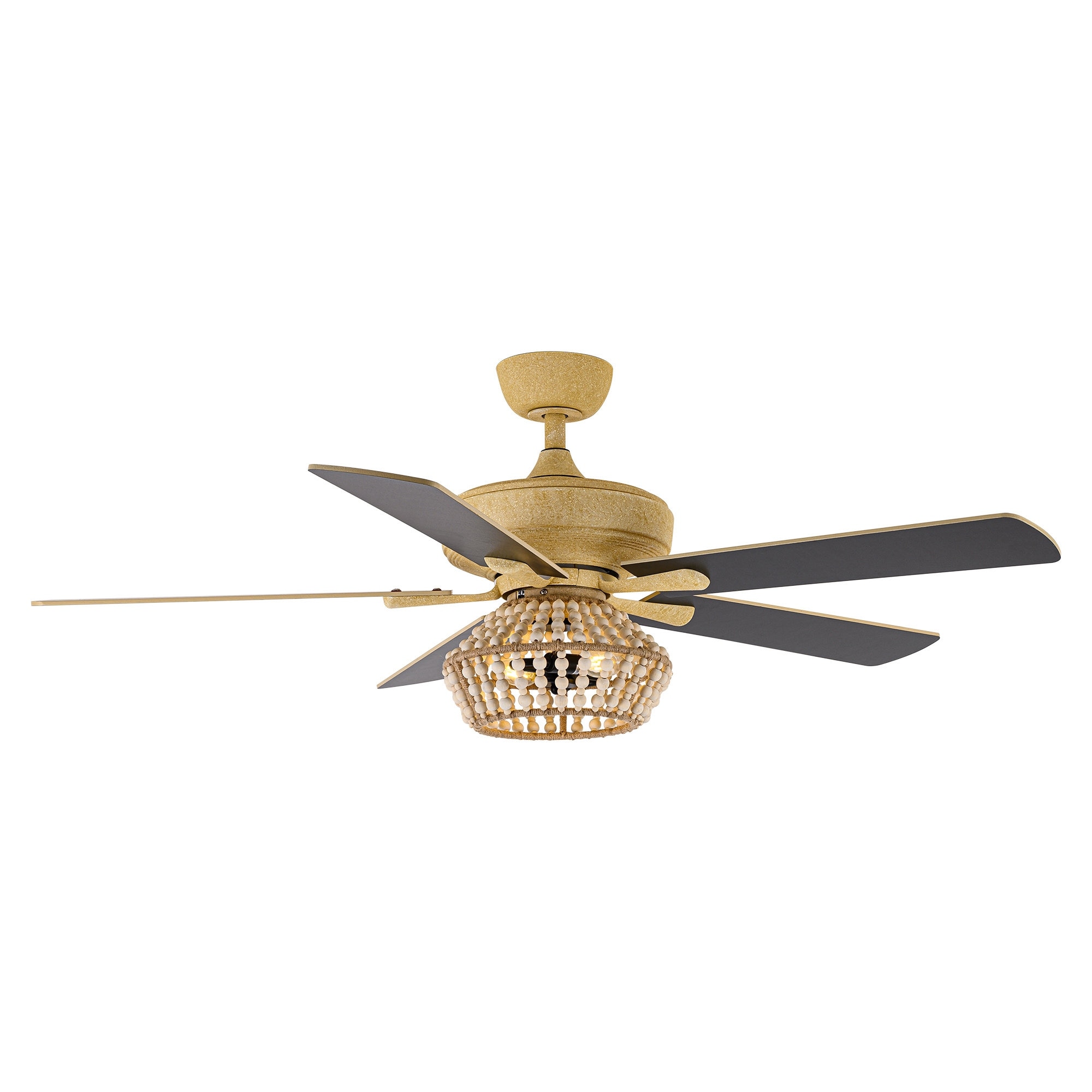 52-in Boho 5-Blade Sand Gold Reversible Cage Ceiling Fan with