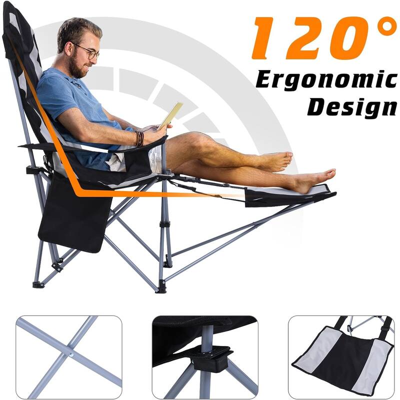 Nice C Heated Camping Chair, Heated Chairs Outdoor, Folding Chair, Detachable Foot-Rest