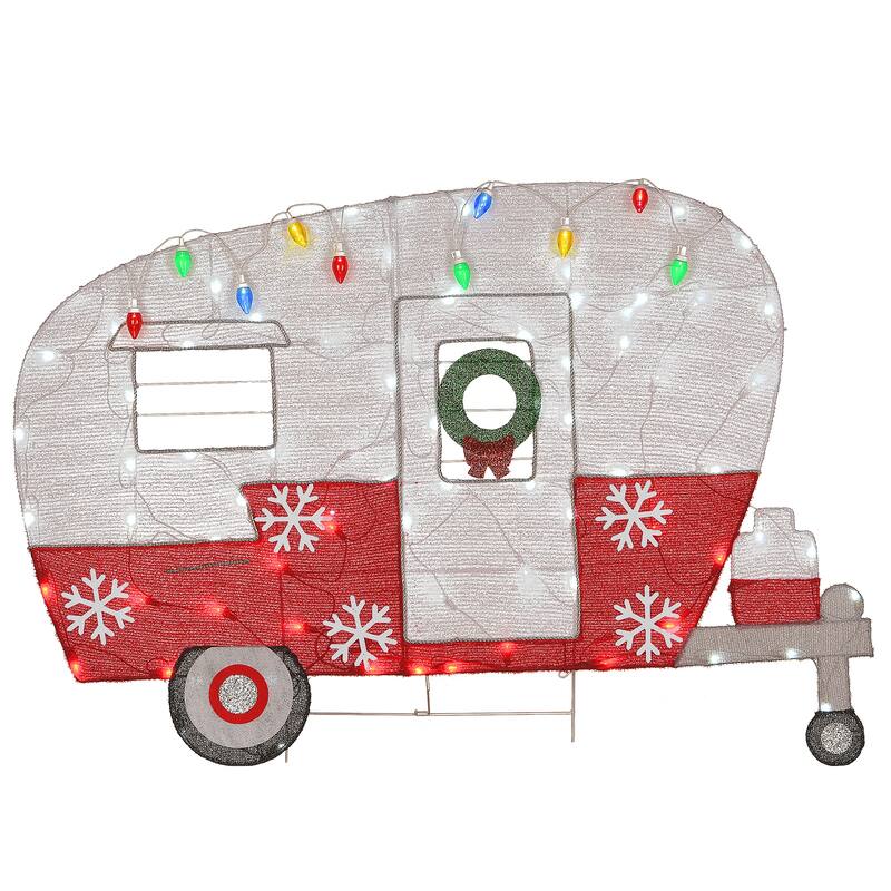 National Tree Company 32 in. Pre-Lit Christmas Camper - Red - 32 in