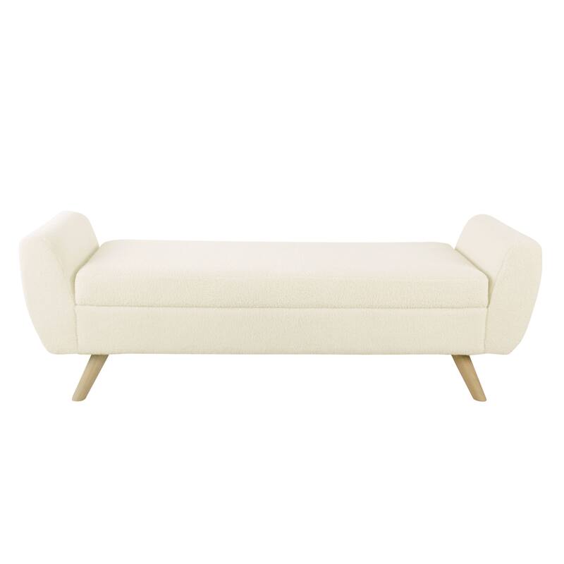 HomePop Modern Sherpa Storage Bench with Wood Legs