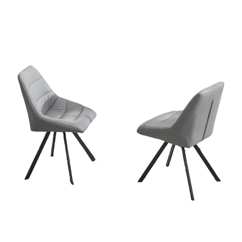 Modern Fabric Dining Chairs, Thick Cushion & Metal Legs, Set of 2