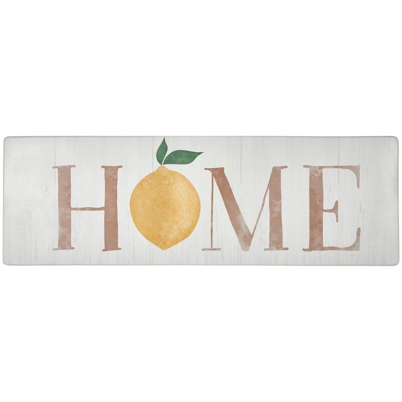 SoHome Cozy Living Home Lemon Anti-Fatigue Kitchen Mat, Off White/Yellow
